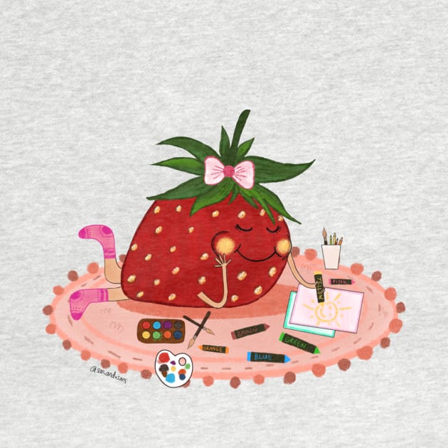 Strawberry  girl making art sticker by SanMade